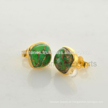 Venta al por mayor Vermeil oro plateado joyas de piedras preciosas fabricante Natural verde cobre turquesa piedras preciosas proveedores